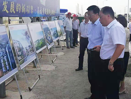 浙江省人大教育科技文化衛(wèi)生委員會主任委員陳根芳（時任省教育廳廳長）調研耀廈承建的浙江建設職業(yè)技術學院上虞校區(qū)項目